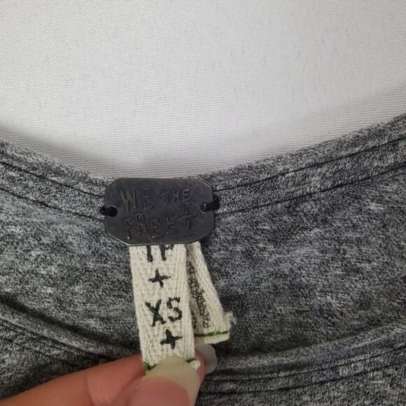 FREE PEOPLE Womens Top SZ XS Cloud Nine Gray Crop Lagenlook Slouchy Oversized - Picture 4 of 7